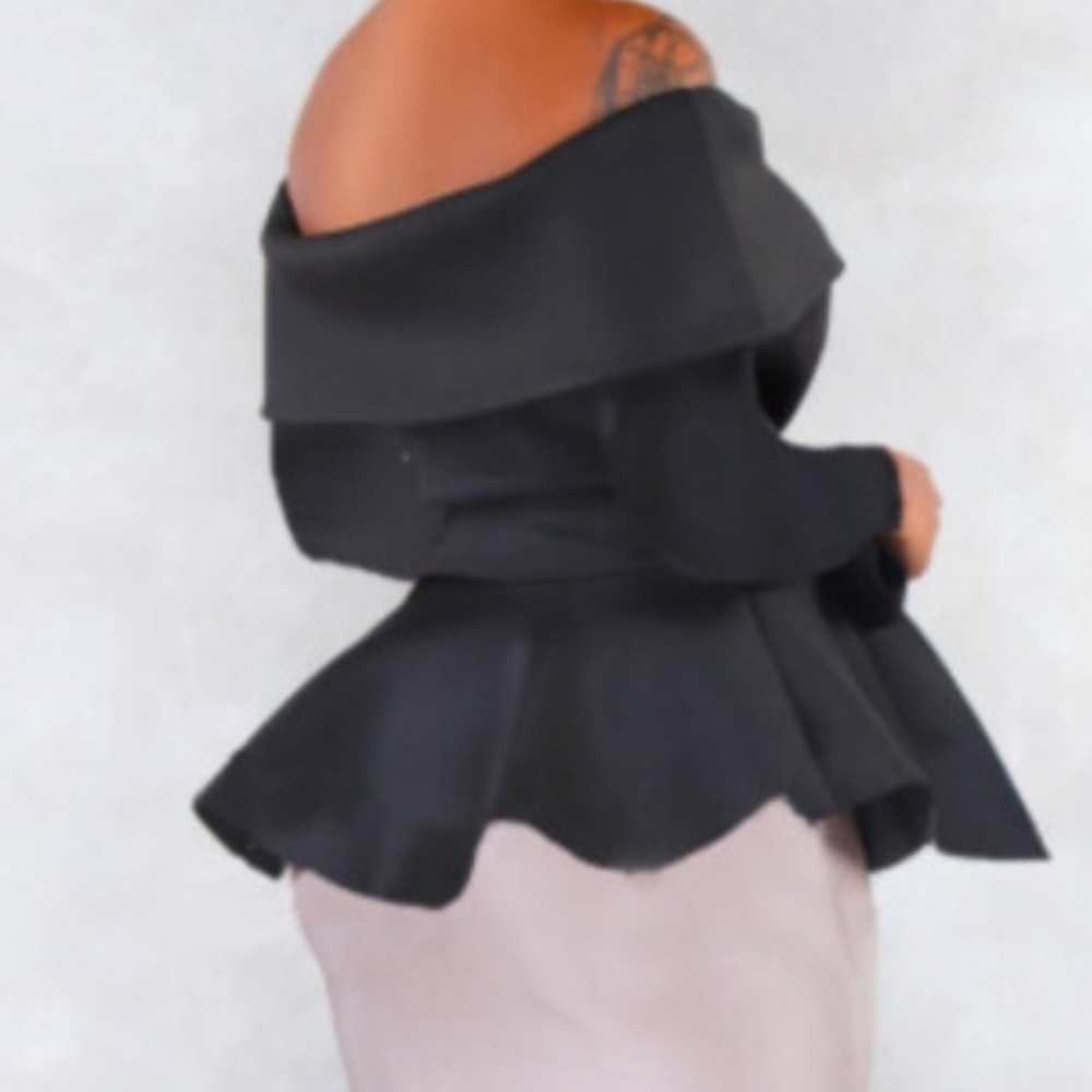 Sexy Off the Shoulder Black Bow Blouse